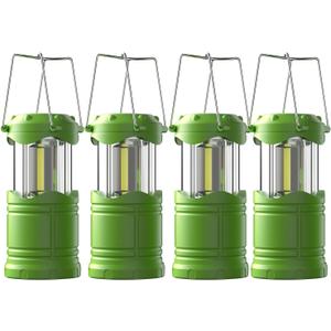 Lichamp LED Camping Lantern, 4 Pack Battery Powered Flashlight for Power Outages, Portable Collapsible Hanging Light Essential for Home, Outdoor, Emergency Lamp Survival Kit Gear for Hurricane, Green