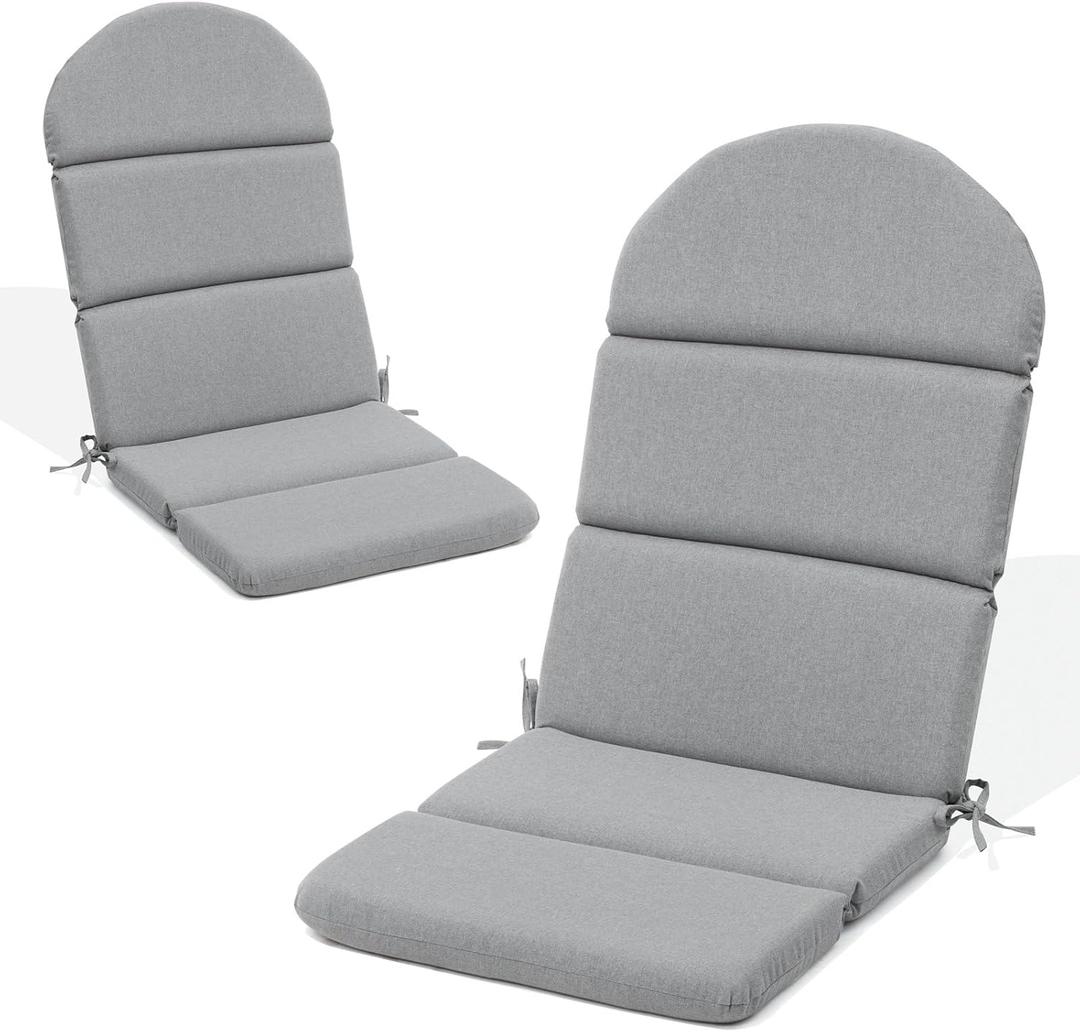 Crestlive 50x19.6 Inch Adirondack Chair Cushion Set of 2, Waterproof, Fade Resistant, High Back Outdoor Rocking Chair Cushion for Patio, Light Grey