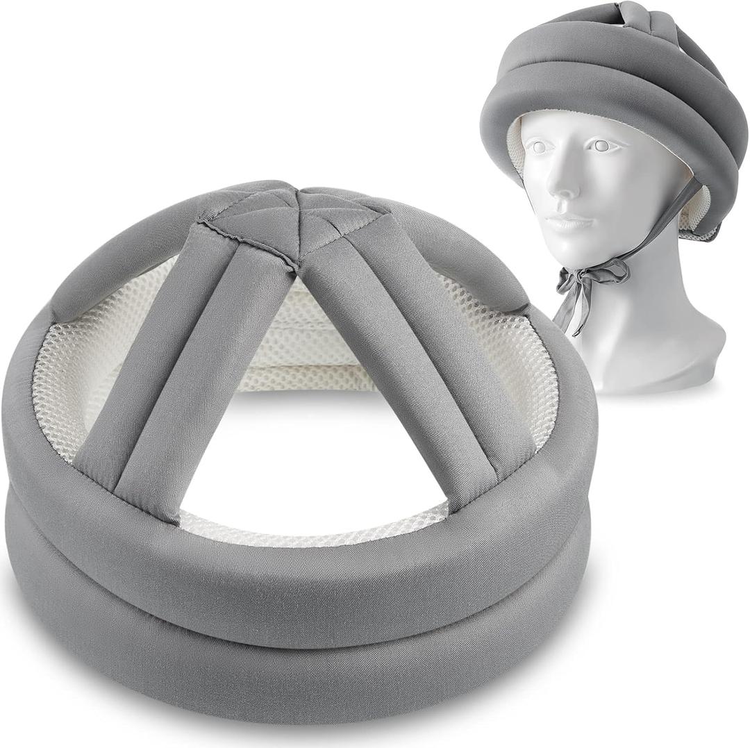 Woanger 1 Pcs Anti Fall Elder Head Safety Helmet for Adults Special Needs Thick Soft Protective Hat Adjustable Seniors Fall Prevention Head Protection Cap Elderly Helmet for Injury Protection (Grey) (Gray)