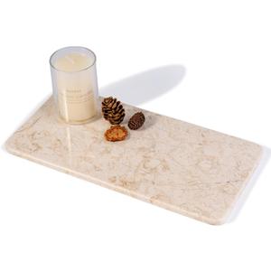 Natural Marble Tray, 12" x 6" Vanity Decorative Tray for Watch, Jewelry Holder, Perfume Organizer Candle Tray for Bedroom/Bathroom/Kitchen Countertop (Crema Beige) (11.8" x 5.9" x 0.4")