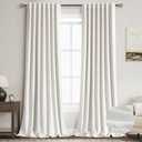 Cream 100% Blackout Linen Curtains for Bedroom 120 Inches Long Back Tab Thermal Insulated Neutral Boho Farmhouse Decor Black Out Curtain for Living Room Floor to Ceiling High Window 52x120, 1Panel