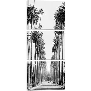 LevvArts Los Angeles Street Picture Canvas Prints Black and White Palm Trees Photography Wall Art Modern Bathroom Bedroom Decor