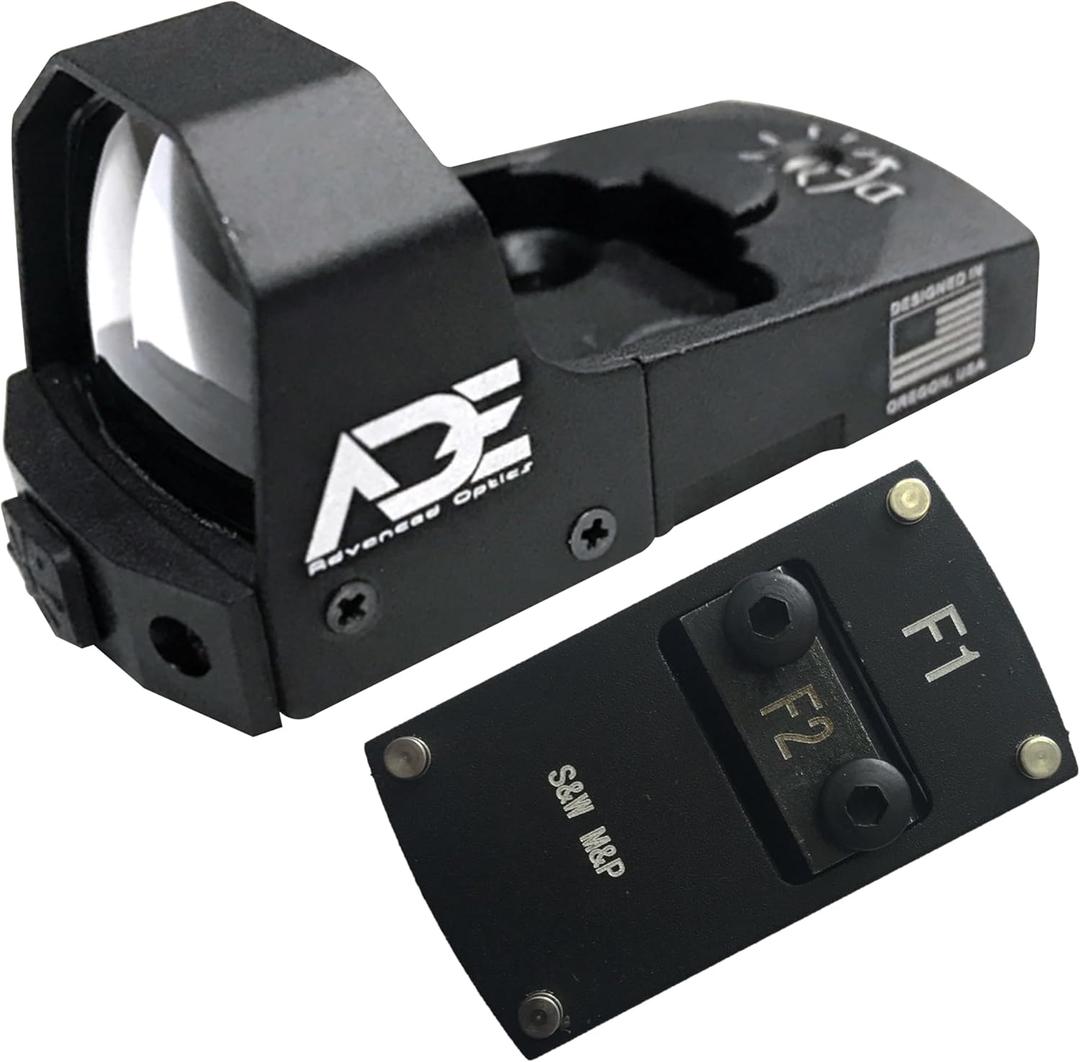 Ade Advanced Optics Mini RD3-006x Green Dot Reflex Sight + Optic Mounting Plate for SW Smith Wesson MP/MP 2.0 Shield SD9VE, SD40VE Pistol and Also a Standard Picatinny Mount  Compact Reflex Optic