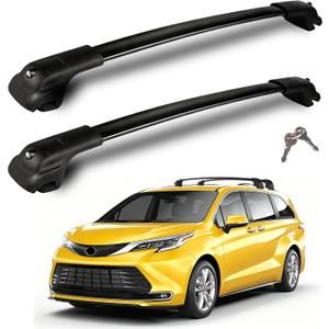 300LBS Roof Rack Cross Bars Compatible with Toyota Sienna 2021-2026 Heavy-Duty Aluminum Crossbars Lockable Roof Rails Rooftop Cargo Basket Carrier Bag Luggage Canoe Kayak Bike