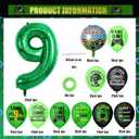 Green 9th Video Game Birthday Party Decoration Balloons Game on Party Supplies Set Include Happy Birthday Banner Foil Balloon Latex Balloon Ideal for Kids Boys Party Room Activities Decor