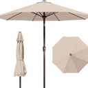 9ft Patio Umbrella with Push Button Tilt and Crank,Outdoor Market Table Umbrella UV Protection 8 Sturdy Ribs for Backyard,Garden,Pool,Deck(Beige)