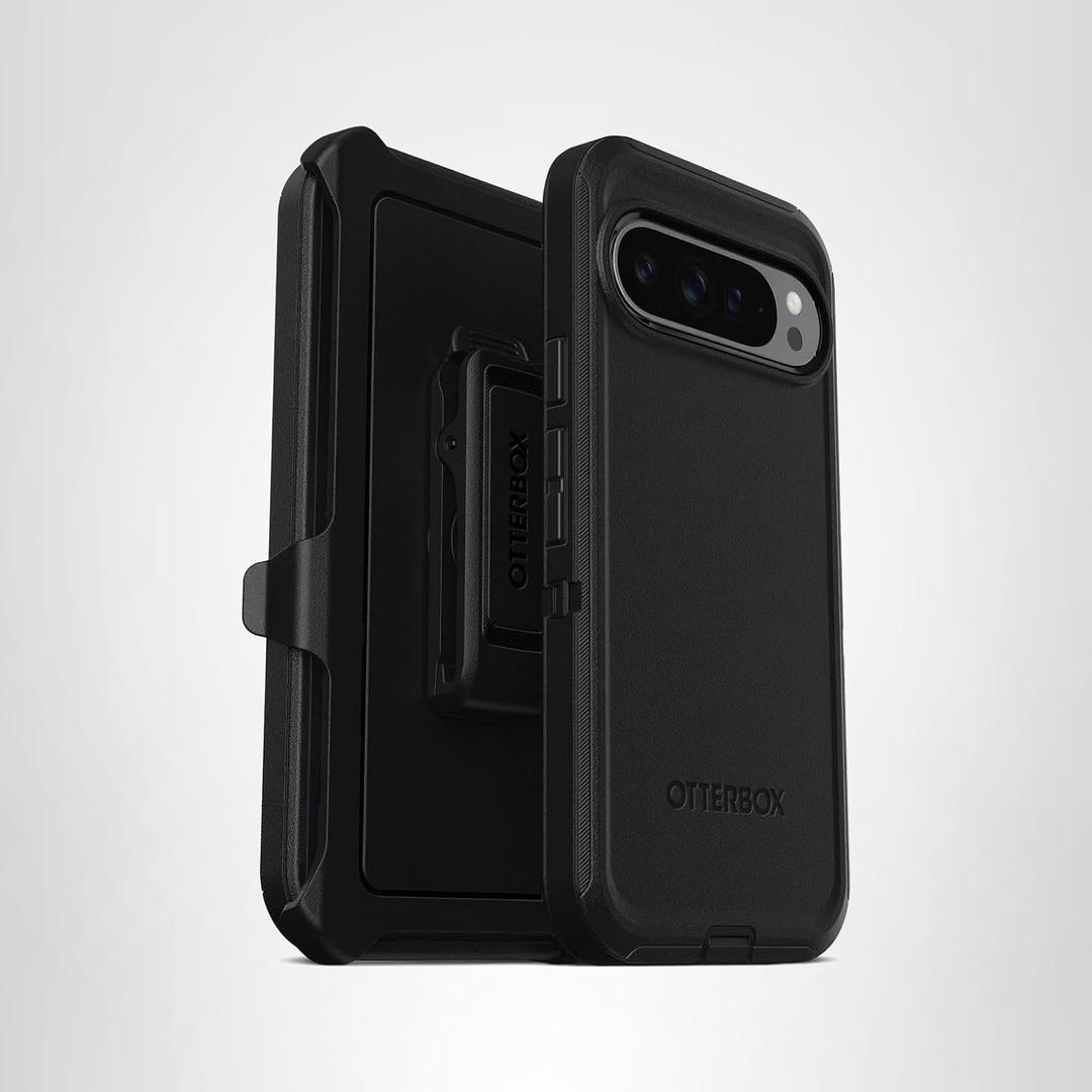 OtterBox Google Pixel 9 Pro XL Defender Series Case - Black, Rugged & Durable, with Port Protection, Includes Holster Clip Kickstand