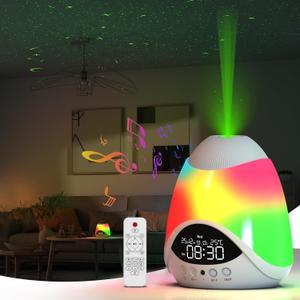 Star Projector for Bedroom,Night Lights for Kids,16 Color Dimmable Night Light,Nightstand Lamp with Remote,Alarm Clock,White Noise,Bluetooth Speaker Lighting for Gifts Girls,Boys,Adults,Party,Holiday