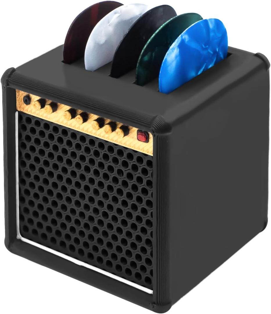 KCMOSGI Guitar Picks Holder Box, Amp Pick Holder with 5 Guitar Picks, Guitar Pick Box for Guitar, Bass, Ukulele