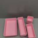 BiuLeon 25 PCS Plastic Drawer Organizers Set, 4-Sizes Vanity and Makeup Organizer, Desk and bathroom Drawer Organizer Trays, Organizers and Storage for Makeup, Jewelry, Gadgets, Utensils (Pink)