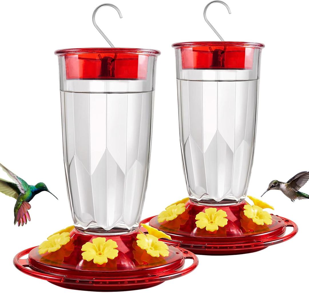 Kingsyard 2 Pack Hummingbird Feeder for Outdoors Hanging - 6 Bee Guard Feeding Ports & Built-in Ant Moat, Wild Bird Feeder for Outside Garden Yard Patio 16 Oz, Clear