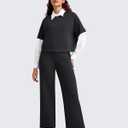 G4Free Smoofit Modal Soft Wide Leg Pants for Women Elastic Waist 7/8 Length Ankle Casual Dressy Sweatpants (Black, XXL)
