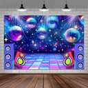 Disco Backdrop 7 x 5 ft Retro Glow Party 70s 80s 90s Theme Stage Dance Background Disco Party Decoration Disco Ball Banner Dance PartyBackdrop for Birthday Party Prom Portrait Photo Props,Multi1