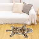 Brown Leopard Bath Mat for Bathroom, Funny Cheetah Print Cute Cartoon Bathroom Rugs Non Slip Animal Shaped Absorbent Bathtub Mat Plush Shower Door Mat Decor 39.3x25.5 Inch
