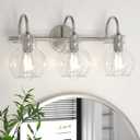 Bathroom Light Fixtures Brushed Nickel 3 Light Bathroom Lights Over Mirror with Clear Glass Shade Brushed Nickel Modern Wall Sconces Vanity Light for Bathroom UL Listed