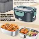 Buddew Electric Heated Lunch Box, 80W Fast Heating with Dual 1.5L Food-Grade 304 Stainless Steel, 12V/24V/110V Portable Food Warmer for Car Truck Office Adults, Lonchera Electrica Portatil (Green)
