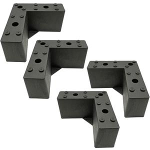 Set of 4 Heavy Duty Plastic Furniture Legs, L-Shaped Bed Legs, Square Sofa and Coffee Table Replacement Feet, Black with Screws