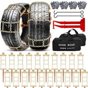 Datanly 12 Pack 215-285 mm Universal Tire Chain Adjustable Snow Tire Chains for SUV Truck Pickup, Fit Easy Installation, Thickened Car Non Skid Car Chains