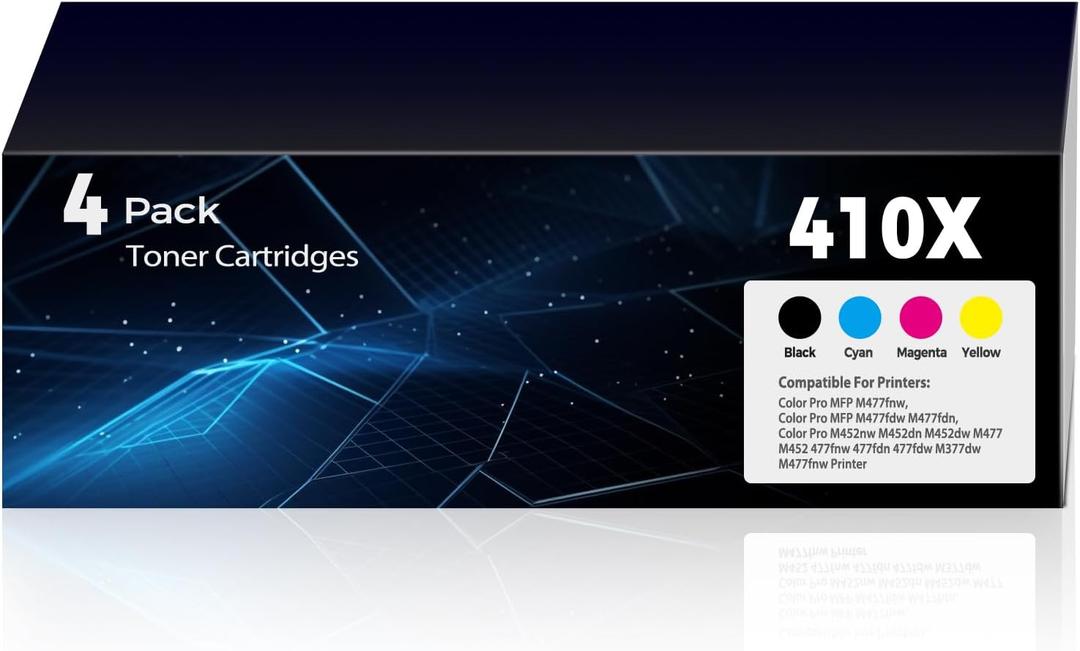 410X Toner Cartridges Replacement Pro MFP M377 M452 M477 for HP 410X 410A Toner Works for Pro MFP Pro MFP M452nw M452dn M452dw M377dw M477fnw Pro MFP M477fdw M477fdn Printer(1BK+1C+1M+1Y)