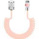 chubbycable Neon Chubby Neon Glow Coiled USB C Cable for Car 100W Fast Charging Spring Cable with Gradient Illumination Compatible with iPhone 17-15 Series, Pink, USB-A to Type-C, 1.64FT-4.43FT