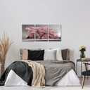Visual Art Decor Pink Tree Canvas Wall Art Pink and Grey Room Decor Cherry Blossom Wall Art Modern Art Framed Ready to Hang Living Room Wall Decor 12x16inchx3 Piece