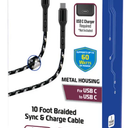 Zgear USB-C/C Fast Charge Braided Cable with EnduraTech, 10ft