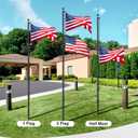 25FT Sectional Flag Pole Kit, Extra Thick Heavy Duty Aluminum Flagpoles for Outside House Inground with 3'*5' American Flag and Black Ball Topper for Residential or Commercial Use, Black
