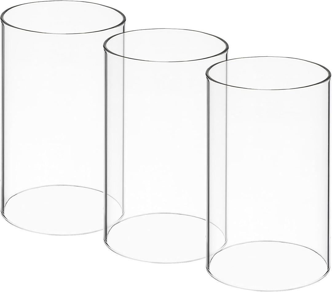Luxshiny 3Pcs Windproof Candle Cover - Transparent Glass Holder for Outdoor Use Cylindrical Design Ideal for Taper and Pillar Candle (10.00X6.00X6.00CM)