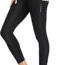 Santic Women's Cycling Pants High Waist 4D Padded Cycling Capris Shorts 3/4 Biking Tights Pockets (X-Large, Black-d021)