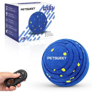 Smart Interactive Dog Toy with Remote Control, E-TPU Toy Ball for Aggressive Chewers, Automatic Moving, IPX6 Waterproof, Rechargeable Rolling Ball for Small/Medium/Large Dogs, BLU&YLW