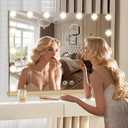 halumao Vanity Makeup Mirror with Lights, 22.8" x 19" Large Light Up Mirror with Smart Touch 3 Colors Dimmable Gold