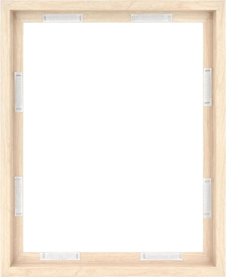 MCS Canvas Float Frames 16x20 Frame, Natural Woodgrain for Finished Canvases, Vertical & Horizontal Wall Hanging Large with Adhesive for Canvas Paintings (1-Pack)