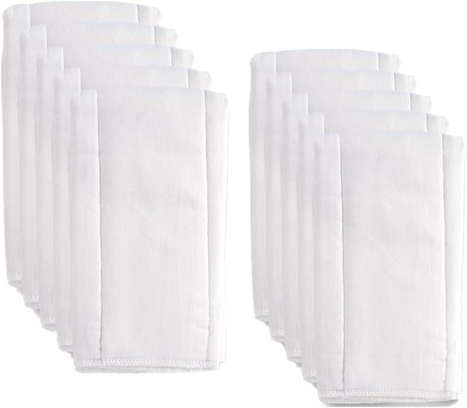 Cotton Prefold Cloth Diapers -Fasoar 6 Ply Baby Washable Cloth Diaper Covers for Babies to Toddlers Multi-Use (19.5''-14'', Count, 10)