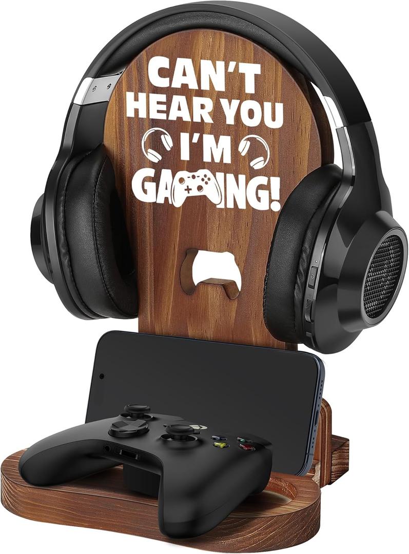 Slothoem-Gamer Gifts for Boy Girl Graduation Birthday, Gamer Room Decor for Brother, Gaming Gifts for Daddy,Boyfriend, Son, Husband, 2026 Graduation Gift, Gamer Room Accessories, Wooden Headset Stand