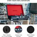 Crosley CR8005F-BK Cruiser Plus Vintage 3-Speed Bluetooth in/Out Suitcase Vinyl Record Player Turntable, Black/Red
