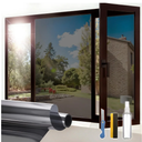 One Way Window Privacy Film, Sun Blocking Anti UV Reflective Static Cling, Window Tint for Home and Office, No Glue Garage Solar Paper, Black Silver, 35.43"x78.7"