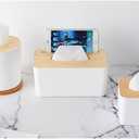 Cabilock Round Wooden Tissue Box Holder 5.1 Inch Compact Tissue Dispenser for Bathroom Kitchen Living Room Napkin Storage