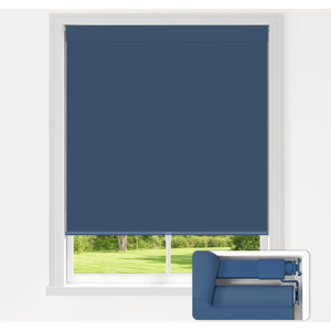 LazBlinds No Drill Blackout Roller Shades, 30.5" W x 72" H, Navy Blue