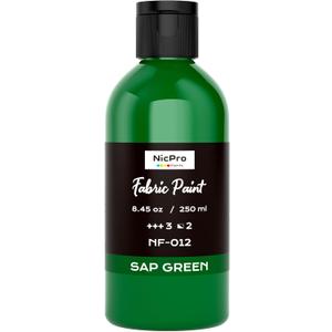 Nicpro Green Fabric Paint, 8.45 oz (250 ml) Fabric Paint for Clothes Permanent, Clothing Paint for DIY T-shirts Jeans Crafts, Refresh Furniture Upholstery