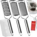 Vovoly 4-Pcs Pro Set Zester Grater Set, Cheese Grater with Razor-Sharp Stainless Steel Blade, Fine/Coarse/Extra Coarse/Slider Attachment