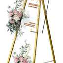 Large Easels for Display, Gold Decorative Metal Poster Easel Stand for Sign Wedding Welcome Sign Floor Stand with Adjustable Chain Support for Art, Picture Frame, Mirror (50" H)