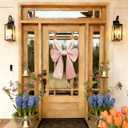 Easter Bunny Ears Bow DecorationPink Rabbit Ear Bow for Front Door, Window or Wall, 28x20 Inches