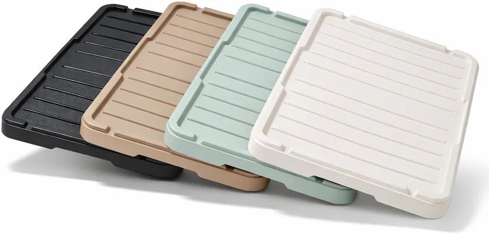 Plastic Lid for Collapsible Crates (25L/48L), Storage Box Cover, Stackable Crate Cap, Tabletop & Seat Surface, Durable PP Plastic (BLACK, 48L)