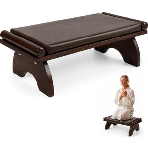 Dunzy Wooden Prayer Kneeler Bench, Padded Stool for Home and Church, 10x22.8 inches