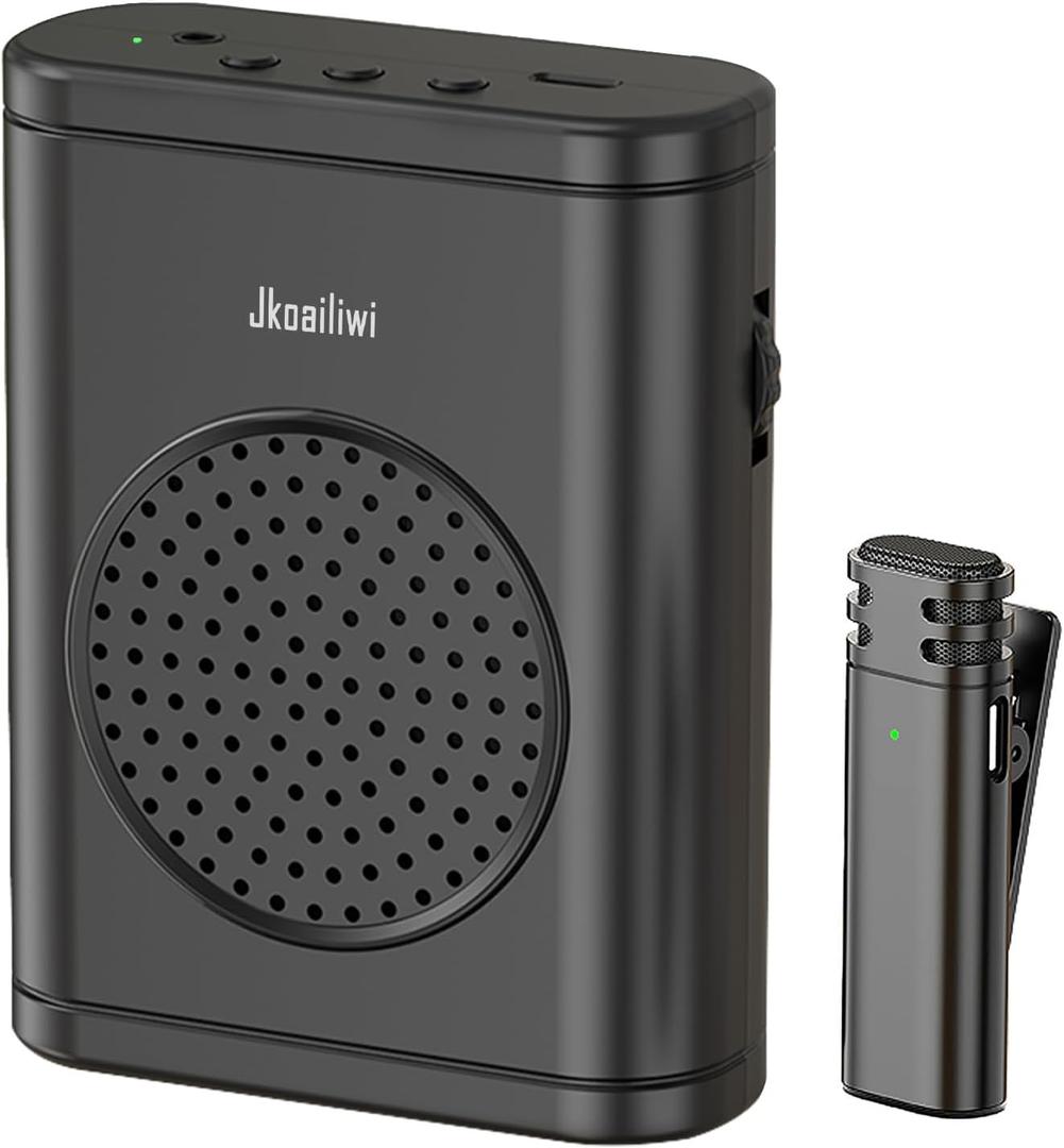 Portable Bluetooth Voice Amplifier with Wireless Lavalier Microphone, Personal Teacher Microphone for Classroom, Speaker Megaphone System for Yoga/Meetings/Speeches/Tours