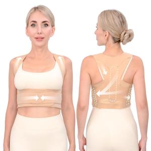 Posture Corrector for Women, Invisible Lightweight Adjustable Back Brace for Neck Shoulder & Upper Back Pain Relief - Improve Posture Correct Scoliosis & Hunchback Under Clothes (Beige, M) (M (Under Bust 34.3"38.2"))