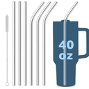 for Stanley Quencher 40oz Tumbler 6x Metal Stainless Steel Straws, 12inch Replacement Extra Long/Tall Straws for Stanley Cup 40oz Drinking Reusable Accessories (3x Straight & 3x Bent)