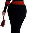 Women's Casual Sexy Off Shoulder Slim Knitted Long Sleeved Striped Maxi Party Dresses (S)