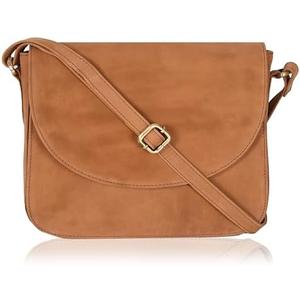 Genuine Leather Shoulder Crossbody Purse For Women with Adjustable Strap, Mobile Pocket & Outside & Inside Zipper (Brown)