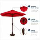 Patio Kingdom 7.5ft Patio Umbrella, Outdoor Table Market Umbrella with Smooth Crank Lift, 6 Windproof Fiberglass Ribs, UPF50+ UV Protection for Deck, Pool, Garden and Backyard, Red